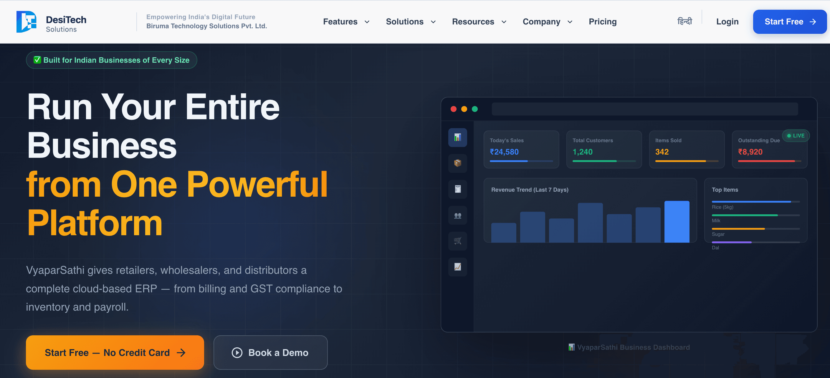 Vyaparsathi Live Dashboard